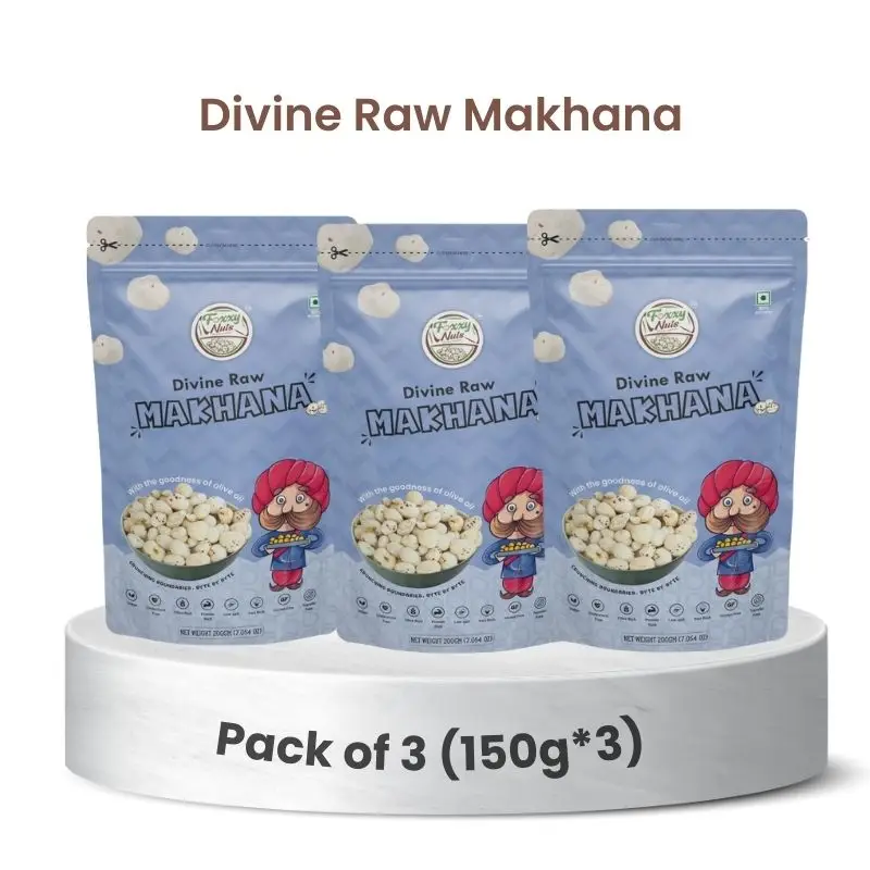 Foxxy Nuts Divine Raw Makhana (Pack of 3 - 150g each)